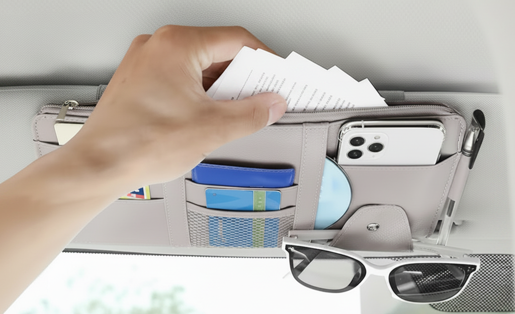 Car Visor Organizer Realistic Papers